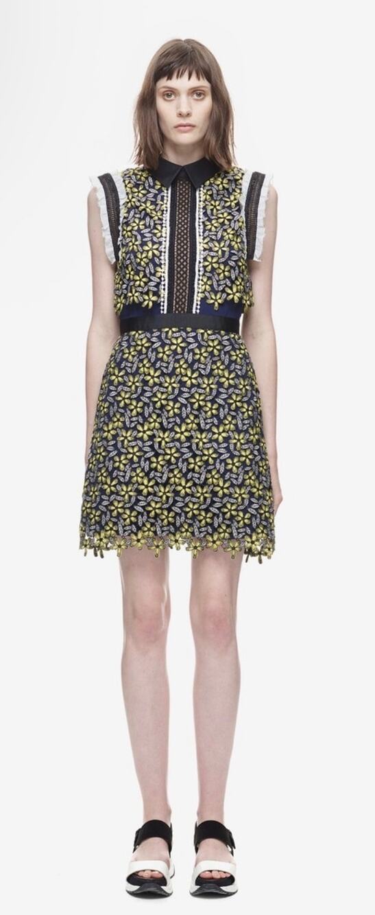 Self-Portrait Eleina Sculpted Daisy Mini Dress Pockets Size 6